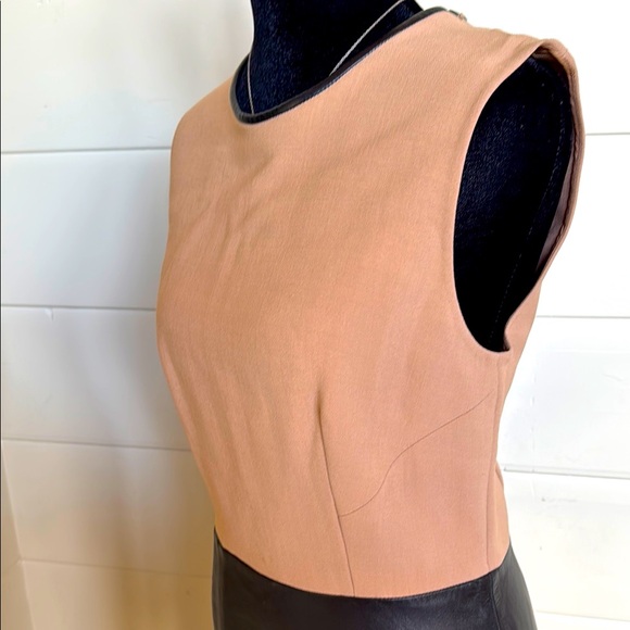 3.1 Phillip Lim Asymmetrical Tromp L’oeil Layered Wool & Leather Biker Dress - Picture 3 of 16